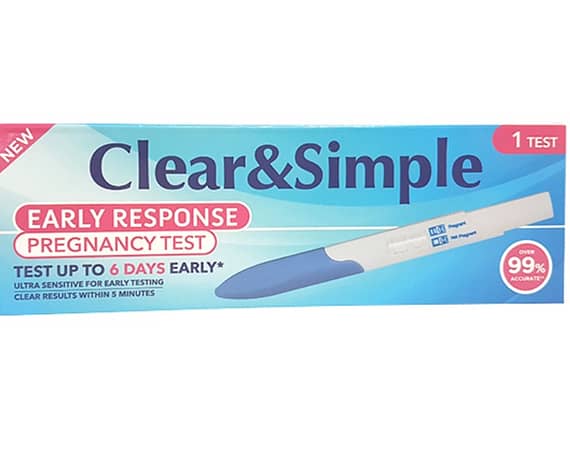 Clear & Simple Early Response Midstream Pregnancy Test Over 99% accurate within 5 minutes Key Features... Over 99% accurate Test up to 6 days early Results within 5 minutes Easy to use For home use.