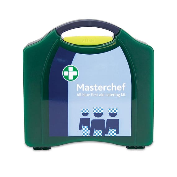 Masterchef First Aid Kit 10 Person HSE Approved Catering kit HSE basic food hygiene kit. Unique all blue contents. Content based on 1997 ACOP. Covers 10 persons (risk dependent). Updated designer carry case.