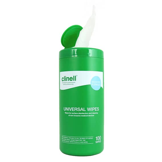 Hand Wipes Clinell Universal - Tub of 100Clinell Universal Hand Wipes are effective against the COVID-19 virus in 30 seconds. Clinell Sporicidal Wipes are proven effective against coronavirus in 60 seconds.